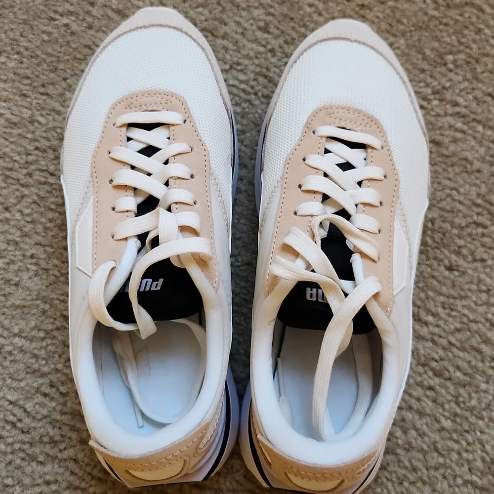 Puma White and Beige Athletic Shoes - Picture 4 of 8